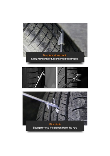 Neevoyu Lastik Taş Temizleyici Çakma Aleti - Çok Fonksiyonlu, 4 Farklı Kanca, Tornavida Ve Depolama Çantası İle Lastik Sesini Azaltır, Ömrünü Uzattır