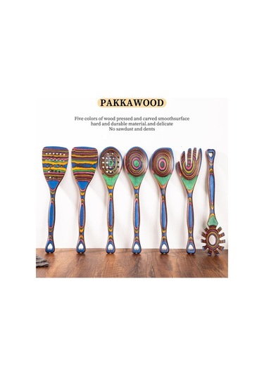 Ulzyvf Yemek Yapışmaz Pişirme Seti, Pakkawood Ahşap Mutfak Kaşıkları, 7 Parçalı Dayanıklı Pişirme Aletleri, Isıya Dayanıklı Ev Eşyaları, Esansiyel Mutfak Gereçleri