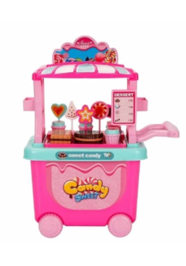 Tekerlekli Şeker Arabalı Dükkan Oyun Seti Sweet Candy Shop Şekerl