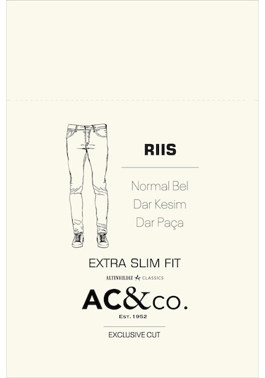 AC&Co / Altınyıldız Classics Ekstra Slim Fit Dar Kesim Pamuklu Riss Erkek Jean Kot Pantolon Mavi