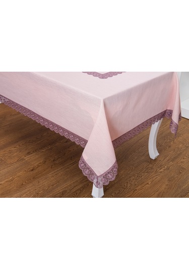 Finezza Jena Lüx Dantelli Simli Keten Kumaş Pudra Masa Örtüsü  160x220 cm-1471