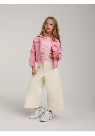 Kız Çocuk Kaşkorse Yanları Büzgülü Pempe Leoparlı Bluz-15664 Pembe
