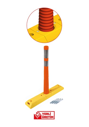 12297 Delinatörlü Şerit Düzenleme Butonu 92 Cm Yüksek Reflektörlü Trafik Yönlendirme Butonu