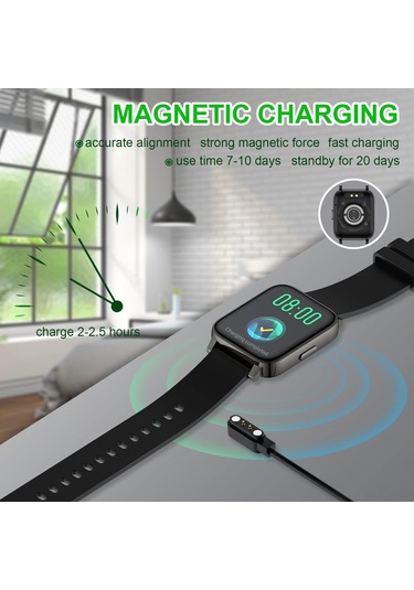 Lemestar Akıllı Saat Bluetooth 5.0 1.69" Dokunmatik Ekran Su Geçirmez