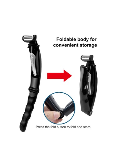 Yunboo Erkek Vücut Tıraş Makinesi - Islak/kuru Kullanım, Katlanabilir, 500mah Pil, Şarjlı, Yıkanabilir Siyah Siyah