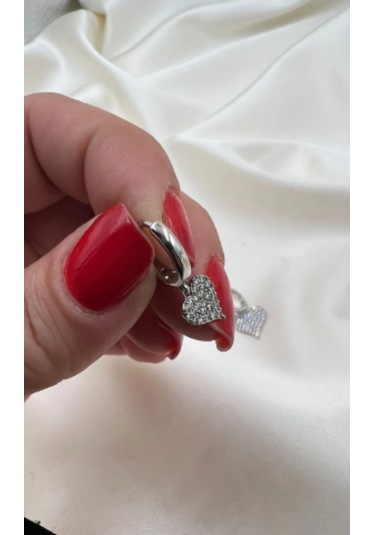 Bb Çelik Kalp Sallantılı Küpe Gümüş