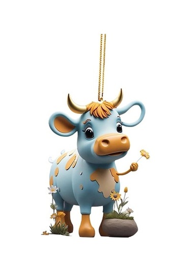 Lijinxu İnek Yılbaşı Ağacı Süslemeleri Ev Fotoğraf Sahne Oturma Odası İnek Araba Kolye Tarzı E