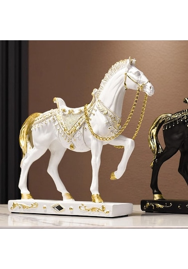 Opulentliving Suntek Doğal Taş At Heykeli Ev Dekorasyonu 19.5x5x18.5cm 19,5cmx5cmx18,5cm