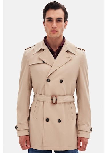 Ds Damat Regular Fit Koyu Bej Apoletli Beli Kemerli Pardösü/trenckot 1hf08ort00013 918