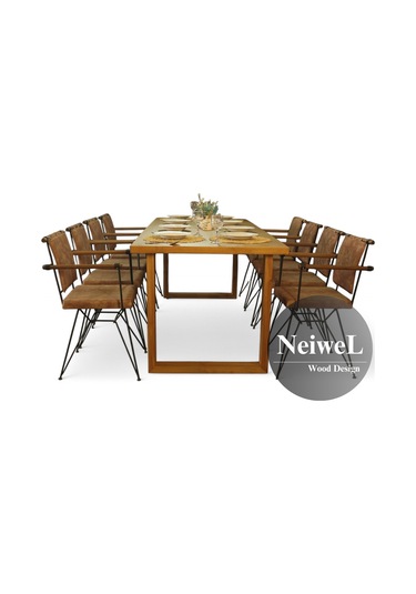 Neiwel Loen Doğal Ahşap Mutfak Ve Yemek Masası-120-240 Açık Ceviz