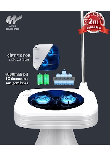 Watertouchmatic Şarjlı Su Pompası Beyaz