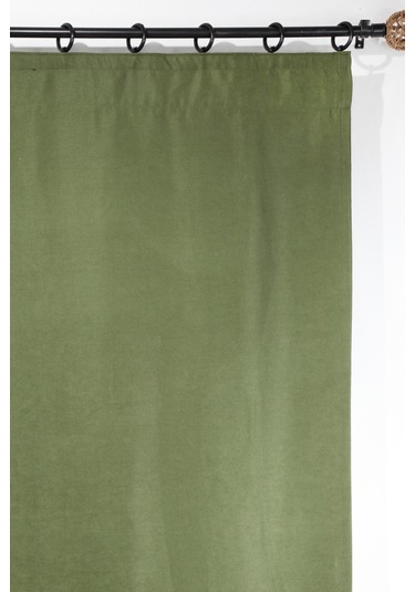 Poli Perde Çift Kanat Dikey Fırfırlı Zümrüt Yeşili