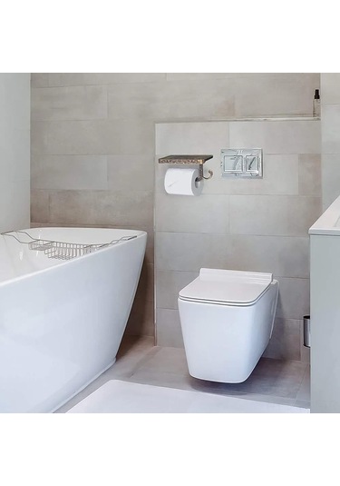 Moveevo Klasik Stil Duvar Tipi Tuvalet Kağıdı Dispenseri - Uzay Alüminyum, Telefon Rafı, Delme Yok Kurulum, Banyo Organizasyon Aleti Altın