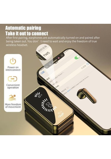 Bluetooth 5.2 Mikrofonlu Kulaklık, Stereo Spor Su Geçirmez Kablosuz Kulaklık Bluetooth, Harici Pil İçin Şarj Cihazı