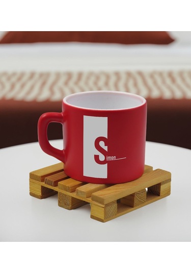 Bk Gift Kişiye Özel İsimli Kırmızı Renkli Middle Çay & Kahve Fincanı-3, Arkadaşa Hediye, Sevgiliye Hediye, Doğum Günü Hediyesi Kobitmeyencom32560 Bk G