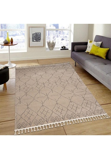 My Evilla Modern Dekoratif Vizon Bej Iskandinav Halı