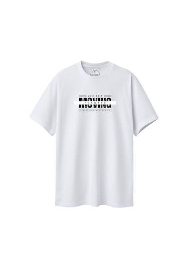 Velvoria Unisex Oversize Relaxed Moving Baskılı Beyaz Renk T-shirt