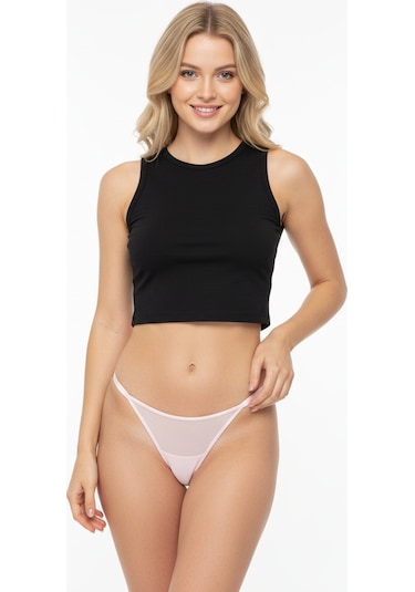 Kadın Tül Transparan String Bb2056 Fuşya