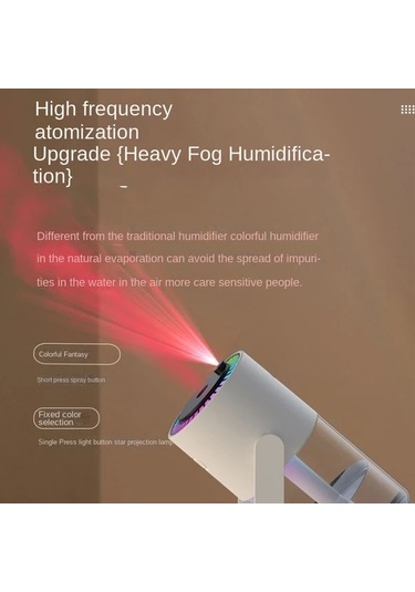 Techbloom Kompakt Taşınabilir Usb Şarjlı Shaking Head Starry Sky Projection White Yıldızlı Gökyüzü Nemlendirici Esansiyel Yağ Difüzörü Ve Gece Lambası