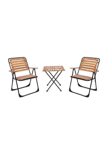 Fafare Metal Ahşap Ayaklı Bistro Set Beyaz
