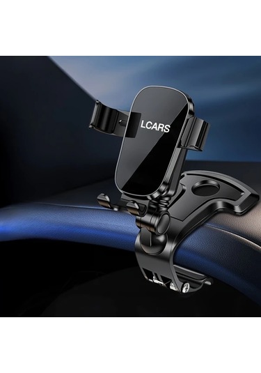 Boatshop1 Lcars Premium Siyah Alaşımlı Ayna Araç Telefon Tutucu Geliştirilmiş Navigasyon Desteği Dönebilen Gösterge Paneli Montajı
