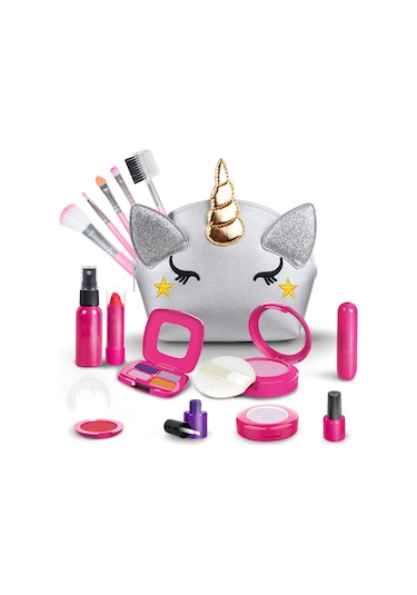 Geekyou Kızlar İçin Eğlenceli Makyaj Seti, 16 Parça Oyun Kosmetik Kiti, Saklama Çantalı Hediye Paketi Çok Renkli