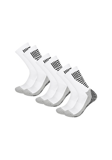 Neevoyu 3 Çift Nefes Alabilir Futbol Çorapları - Kaymayan Tabanlı Erkek Spor Çorapları Beyaz