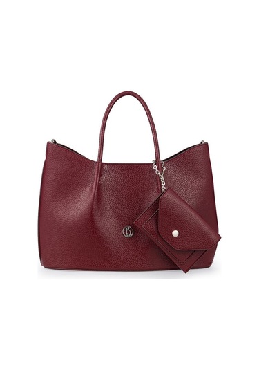Bilik Deri Logo Detaylı Bordo Kadın El Çantası Riv 147-r Bordo