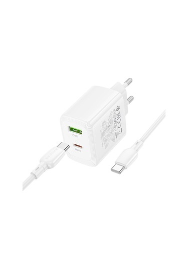 Borofone Bn30 Fuente Pd45w Tip-c + Qc 3.0 Usb Şarj Cihazı 1m Tip-c Tip-c Kablosu, Ab Fişi Beyaz Beyaz