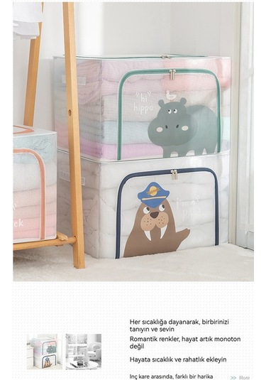 Relaxed Pvc Karikatür Saklama Kutusu Katlanabilir Kıyafet Dolabı Yorgan Bitirme Hareketli Bagna Kutusu Fermuarlı Saklama Kutusu-kahverengi Kahverengi