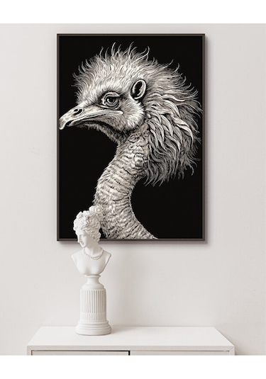 Tablo Ahşap Çerçeveli Tablo Çerçeveli Poster Devekuşu Hayvan Temalı Tablo