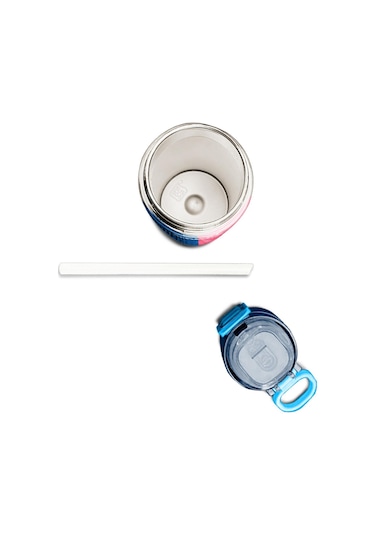 Coral High Kids Renkli Çizgili Desenli Pipetli Ve Direkt İçim Çelik Termos 500 Ml 31879 Çam Yeşili