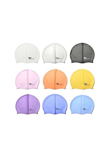 Dm Saf Renk Stili Elastik Silikon Yüzme Bonesi - Sc309 Mor Yüzme Şapkası Mor