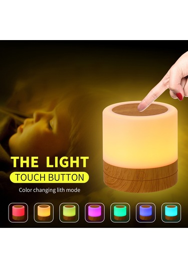 Jeehugo Usb Şarjlı 3w Led Renkli Gece Lambası, Kumandalı Ve Dokunmatik Kontrol, Ahşap Desenli Odalar İçin Stüdyo Aydınlatma Beyaz