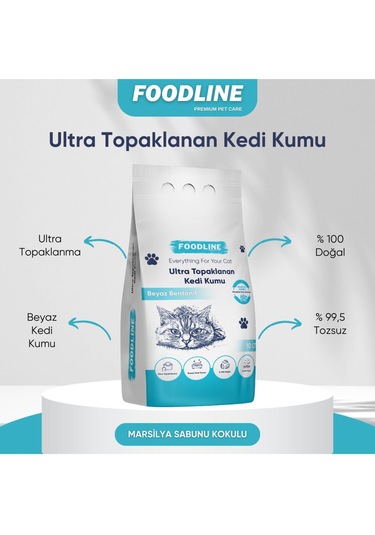 Foodline Marsilya Sabunu Kokulu İnce Taneli Bentonit Topaklaşan Kedi Kumu 10 L