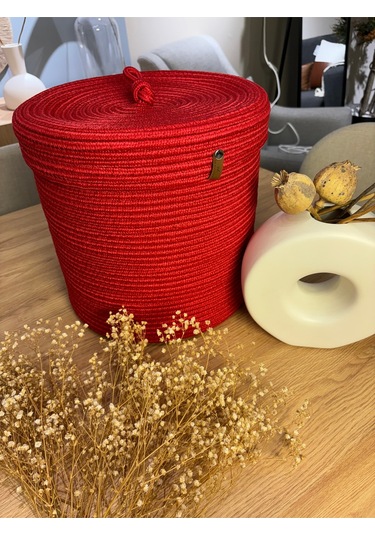 Victor Çok Amaçlı Düzenleyici Kapaklı Sepet,kapaklı Saksılık, Kapaklı Organizer 30x30 - Orta Boy Kırmızı