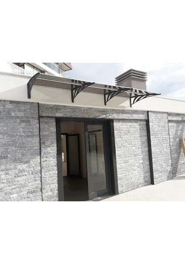 Kapı Üstü Sundurma 100x240 Cm Ant. Gri Ayak 3mm Solid Gri Levha
