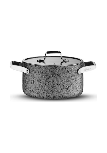 Brioni Stone-age 9 Parça Çizilmez Yanmaz Yapışmaz Indüksiyon Tencere Seti Gri