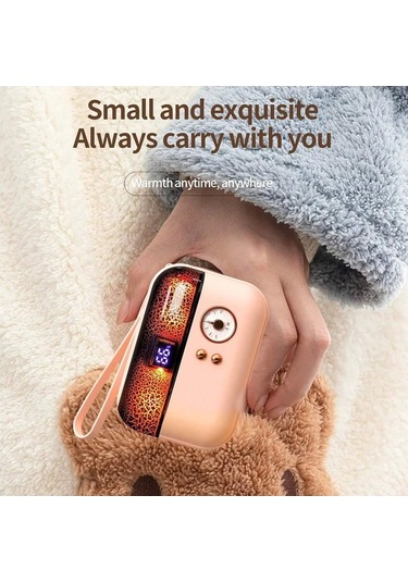 Dm Hx-869 4000mah Kışlık Elektrikli El Isıtıcı Dijital Ekranlı Power Bank Pembe