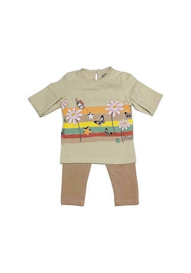 Baby Pink Renkli Kız Çocuk Alt Üst Bej
