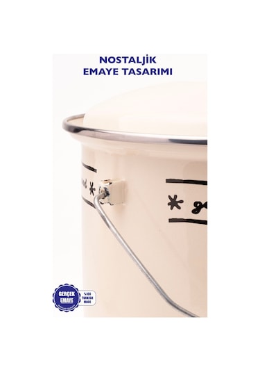 Mood Ahşap Detaylı Emaye Yoğurt/bakliyat Bakracı 20cm-3 Litre-tüm Ocaklarla Uyumlu Bej