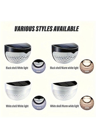 Motion003 6 Adet Güneş Enerjili Led Duvar Lambası Kara Kabuk Beyaz Işık Dış Mekan Bahçe Merdiven Aydınlatma Abs Malzeme Kolay Kurulum Ahşap