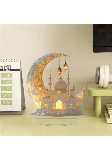 Yifomall "beyaz Akrilik İslami Masa Süsü - 21 Cm Modern Dekor"