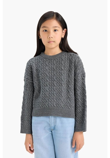 Defacto Antrasit Kız Çocuk Kazak E7880a8/ar220 Antrasit