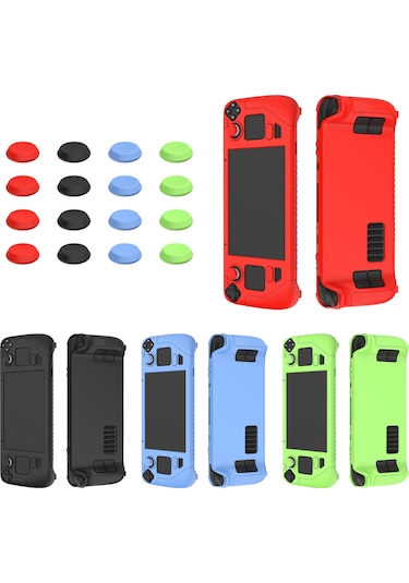 Steam Deck Oyun Denetleyicisi İçin 4 Adet Anahtar Kapaklı Yumuşak Silikon Koruyucu Kapak Kılıfı Parlak Mavi