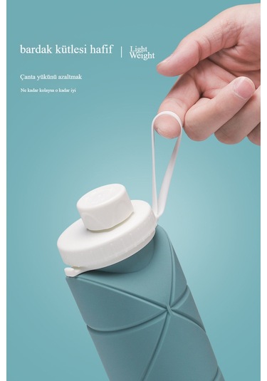 Silikon Katlanır Seyahat Bardak Lacivert