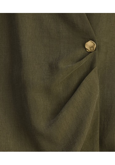 Yargıcı Geniş Gömlek Yaka Uzun Kol Gömlek 25kkgm6044x 007 Haki