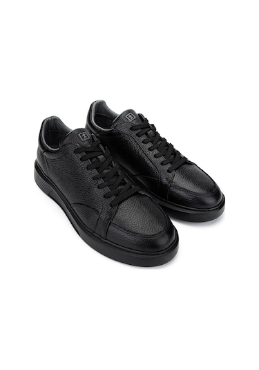 Tamer Tanca Erkek Hakiki Deri Siyah Floter Sneakers & Spor Ayakkabı 04 3522 Erk Ayk Sk24-25 Sıyah Fltr Siyah Floter Siyah
