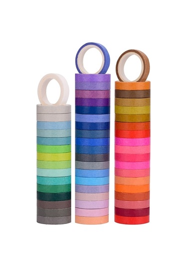 Cbtx 60 Renk/kutu 8mmx4m Saf Renk Gökkuşağı Bant El Defter Dekorasyon Çıkartma
