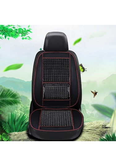 Araba Koltuğu Kapakları Yaz Serin İmitasyon Ahşap Boncuk Havalandırma Nefes Alabilir Koltuk Minderi Siyah
